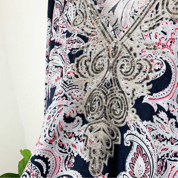 Charter Club Luxury 100% Linen Sequin Embellished Tunic Blouse Sz 2X - Picture 5 of 7